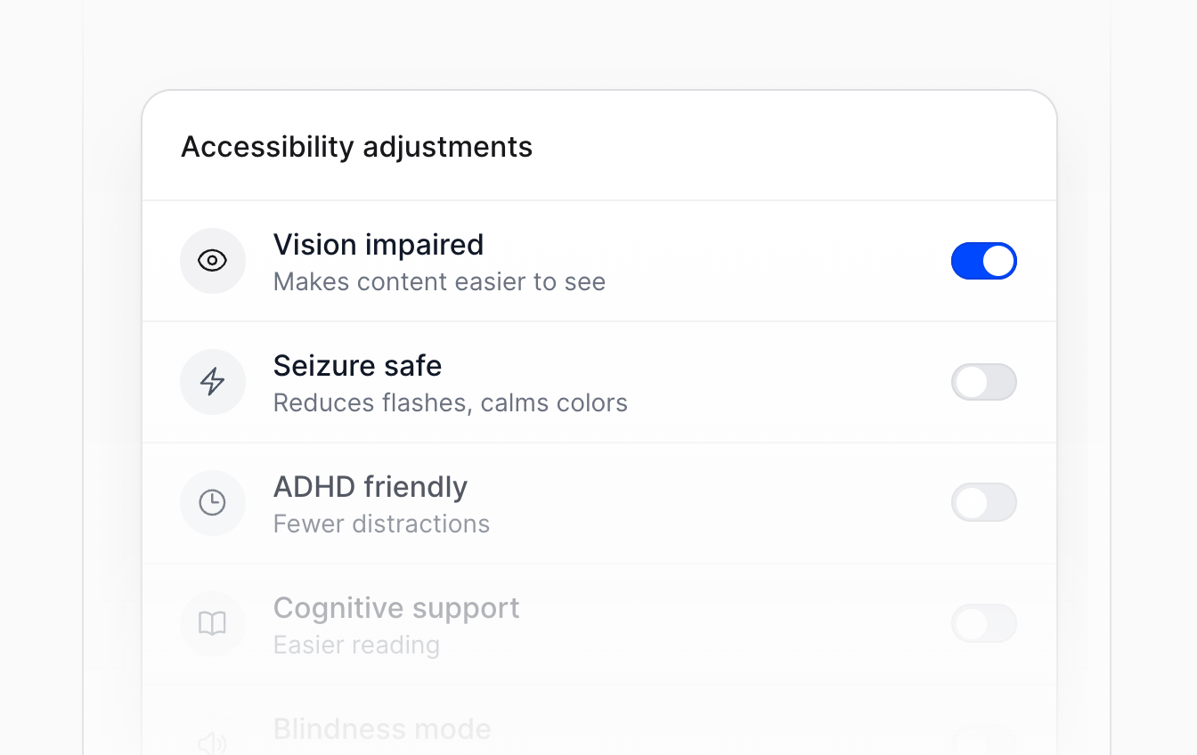 Every visitor can adjust your site